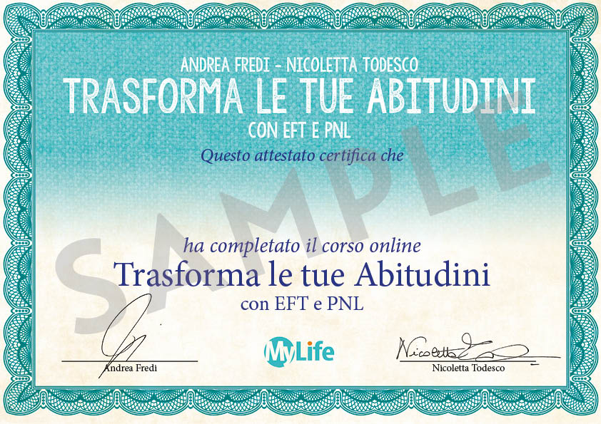 Certificato PDF - Trasforma le tue Abitudini con EFT e PNL